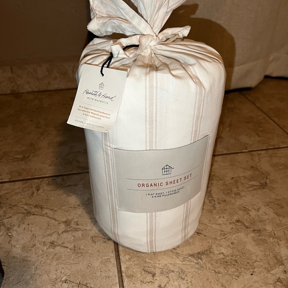 Cotton Percale Tick Stripe Sheet Set - Hearth & Hand™ with Magnolia-King